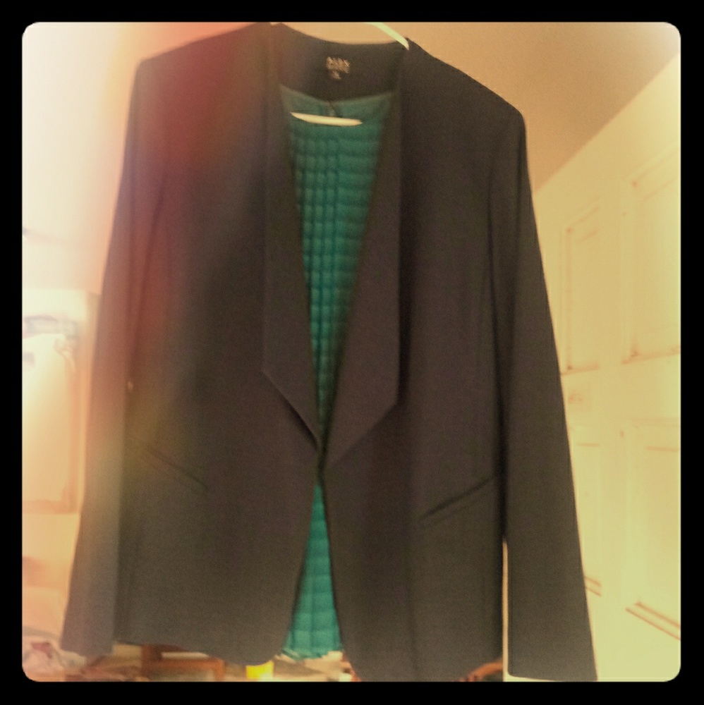 Navy Blue Blazer Open Collar